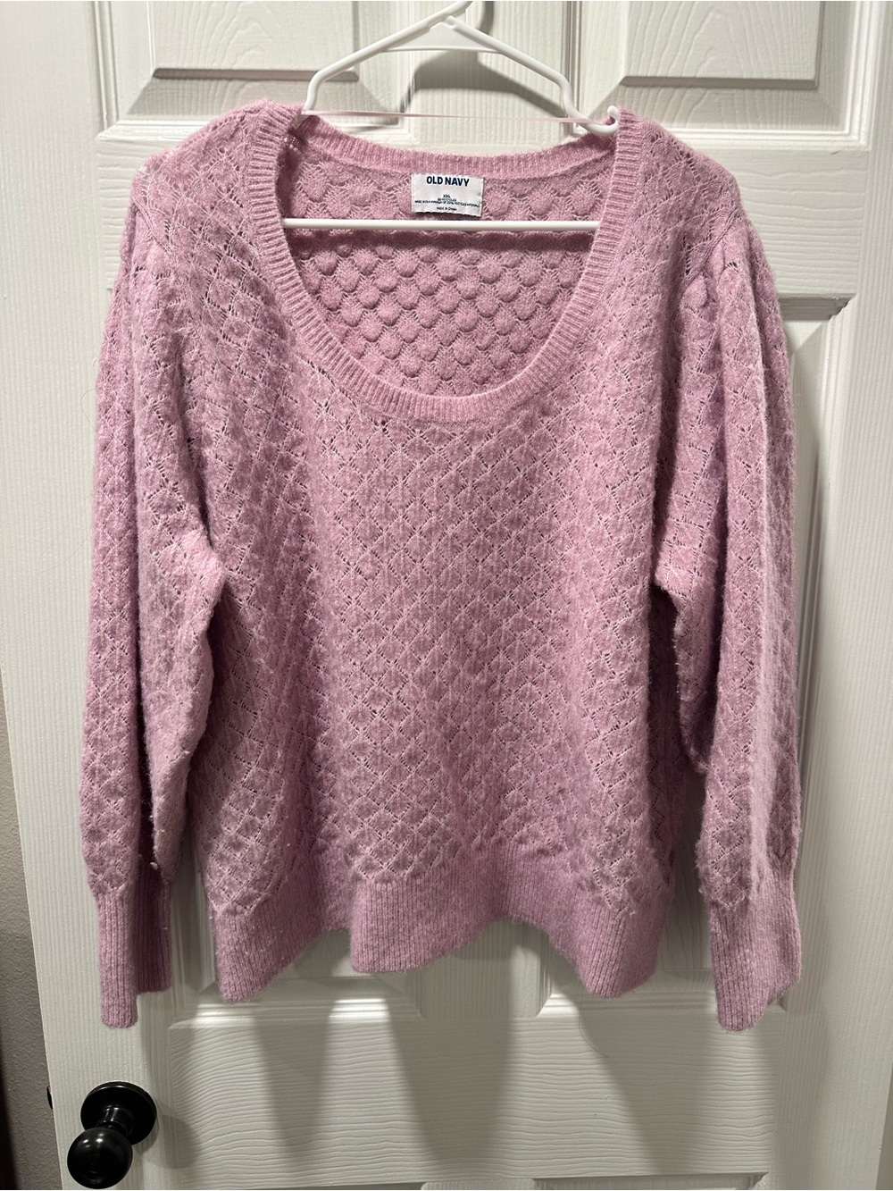 Old Navy Light Pink Scoop Neck Textured Knit Sweater